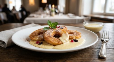Apfelringe mit Vanillesauce